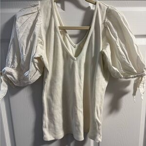 Anthropologie Cream Puff Sleeve Blouse